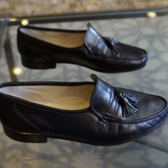 Bruno Magli Black Leather Slip on loafers men SZ 9 - Picture 8 of 10